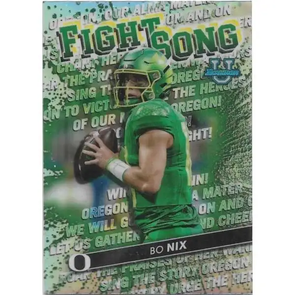 NFL Topps 2022 Bowman Chrome University Football Fight Song Bo Nix FS-14