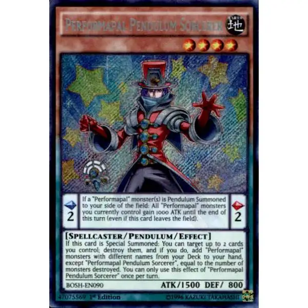 YuGiOh Breakers of Shadow Secret Rare Performapal Pendulum Sorcerer BOSH-EN090