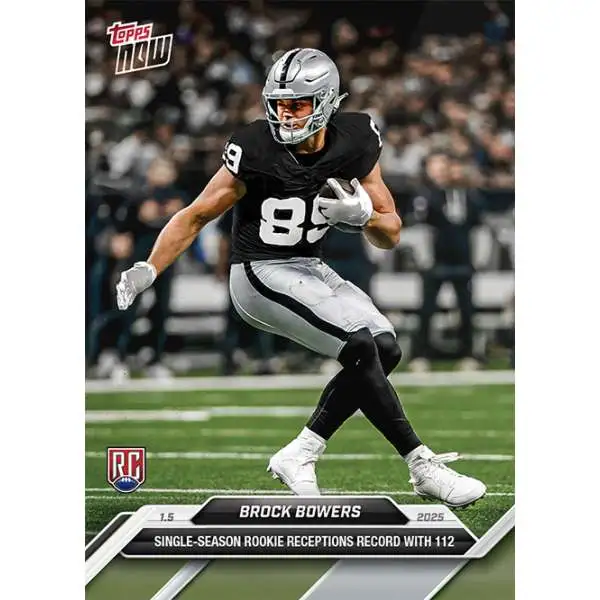 NFL Las Vegas Raiders 2024 NOW Football Brock Bowers #20 [Rookie, Single Season Rookie Receptions Record]