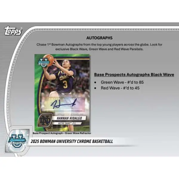 NCAA Topps 2024-25 Bowman University Chrome Basketball Trading Card MEGA Pack [6 Cards]