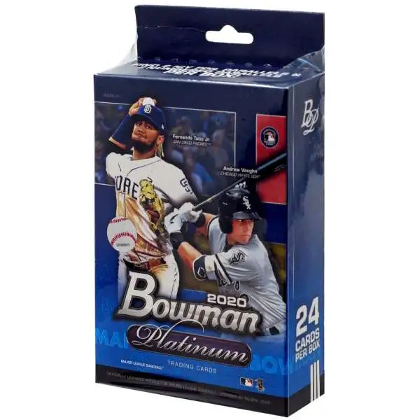 MLB Topps 2020 Bowman Platinum Baseball Trading Card HANGER Box [24 Cards, 2x Icy Parallels & 2x Numbered Parallels]