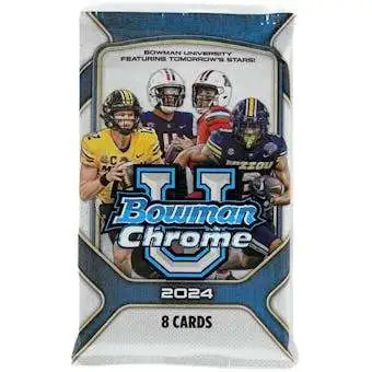 NFL 2024 Bowman Chrome U Football Trading Card HOBBY Pack [4 Cards]