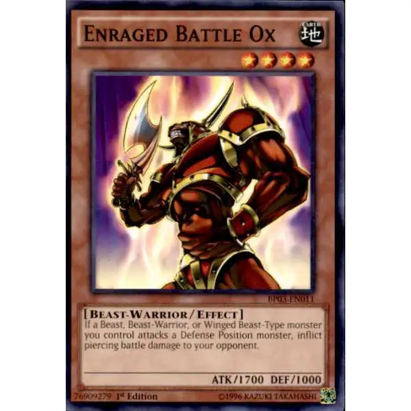YuGiOh Battle Pack 3 Monster League Common Enraged Battle Ox BP03-EN011