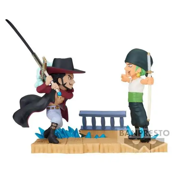One Piece World Collectable Figure WCF Log Stories Roronoa Zoro vs Dracule Mihawk 2.7-Inch Collectible PVC Figure