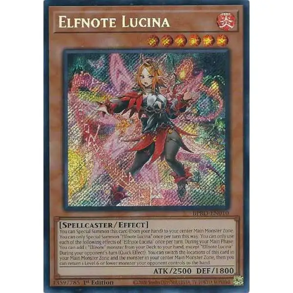 YuGiOh Trading Card Game Burst Protocol Secret Rare Elfnote Lucina BPRO-EN010