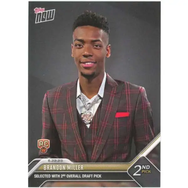 NBA Charlotte Hornets 2023 Topps Now Basketball Brandon Miller D-2 [Rookie Card, Selected with 2nd Overall Draft Pick]
