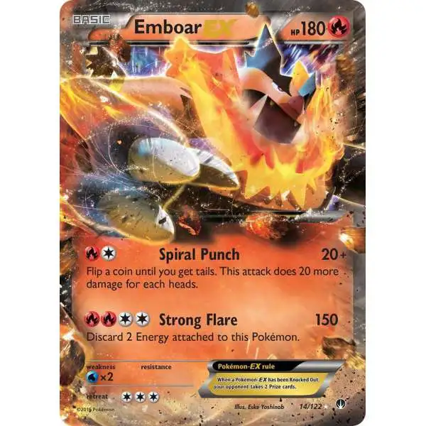 Pokemon Trading Card Game XY BREAKpoint Ultra Rare Emboar EX #14 [Damage]