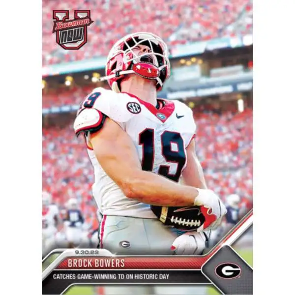 NCAA Georgia Bulldogs 2023 Bowman U NOW Football Brock Bowers #11 [Prospect Card, Catches Game-Winning TD on Historic Day]