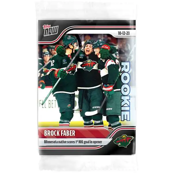 NHL Minnesota Wild 2023-24 NOW Hockey Brock Faber Single Sticker Card #9 [Rookie, Minnesota Native Scores 1st NHL Goal in Opener]