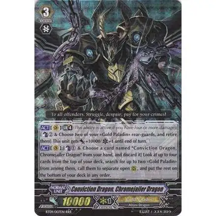 Cardfight Vanguard Clash of the Knights & Dragons Triple Rare RRR Conviction Dragon, Chromejailer Dragon BT09/007