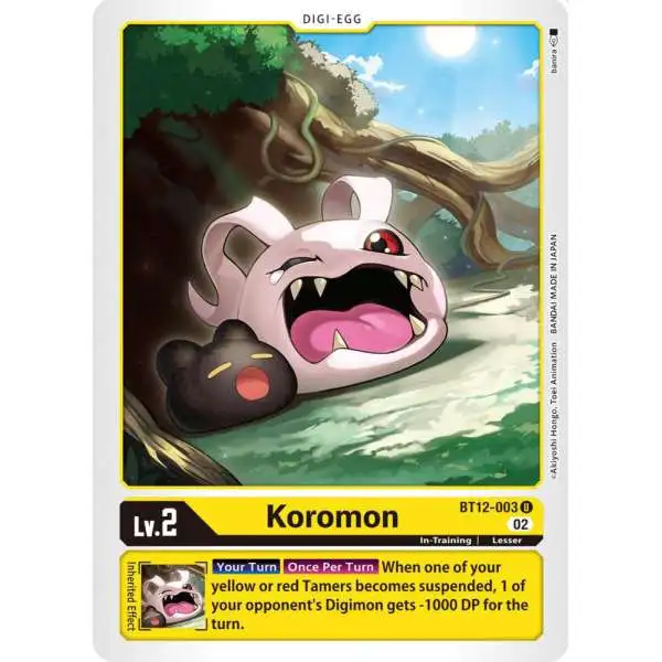 Digimon Trading Card Game Across Time Uncommon Koromon BT12-003