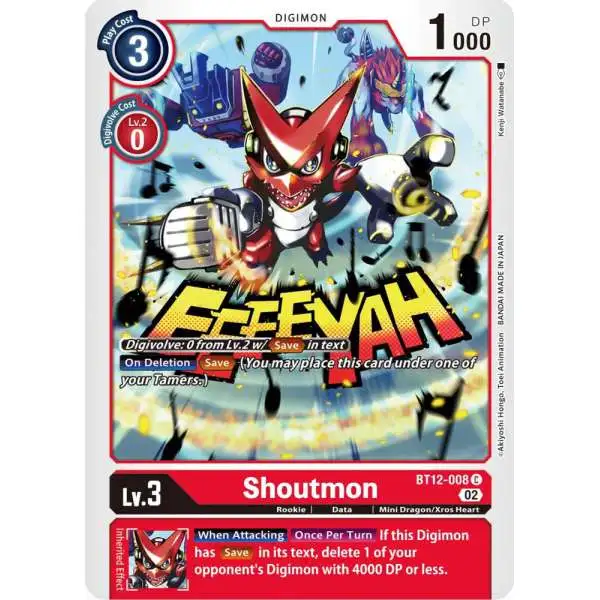 Digimon Trading Card Game Across Time Common Shoutmon BT12-008