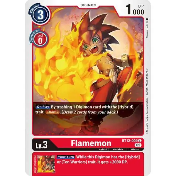 Digimon Trading Card Game Across Time Common Flamemon BT12-009
