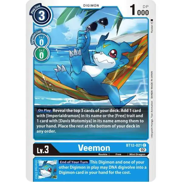 Digimon Trading Card Game Across Time Common Veemon BT12-021