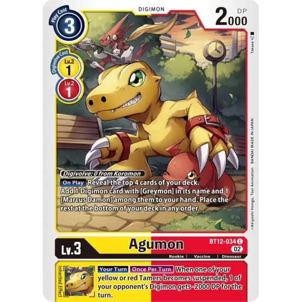 Digimon Trading Card Game Across Time Common Agumon - BT12-034 BT12-034