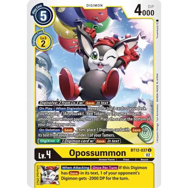 Digimon Trading Card Game Across Time Uncommon Opossumon BT12-037