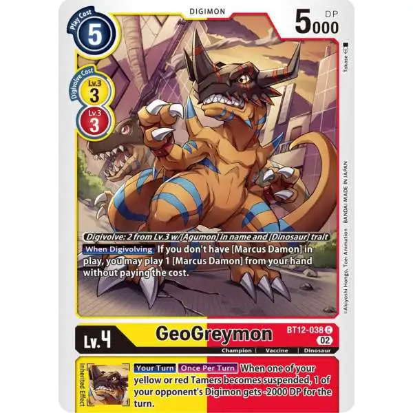 Digimon Trading Card Game Across Time Common GeoGreymon BT12-038