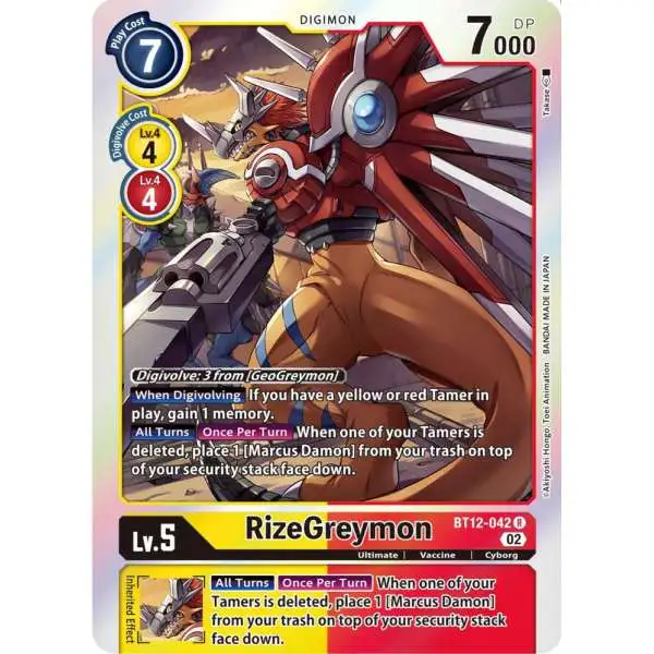 Digimon Trading Card Game Across Time Rare RizeGreymon BT12-042