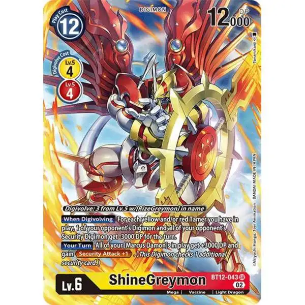 Digimon Trading Card Game Across Time Super Rare ShineGreymon BT12-043 [Alternate Art]