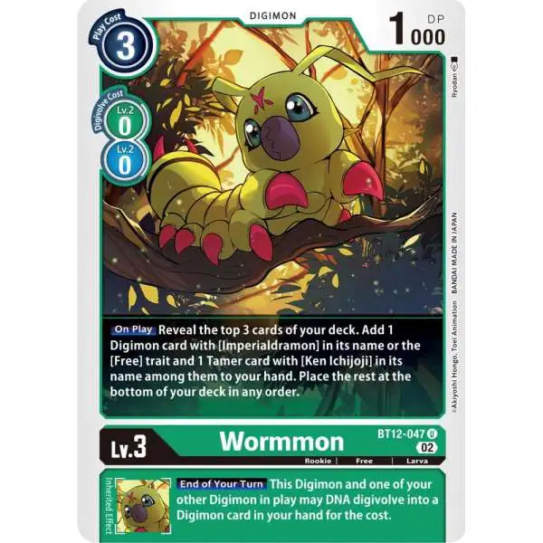 Digimon Trading Card Game Across Time Uncommon Wormmon BT12-047