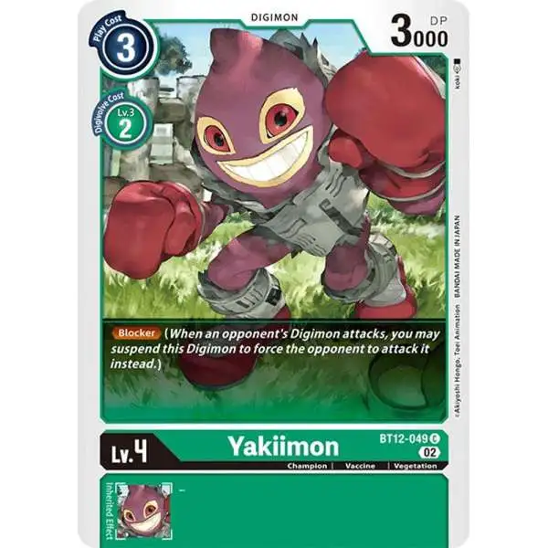 Digimon Trading Card Game Across Time Common Yakiimon BT12-049