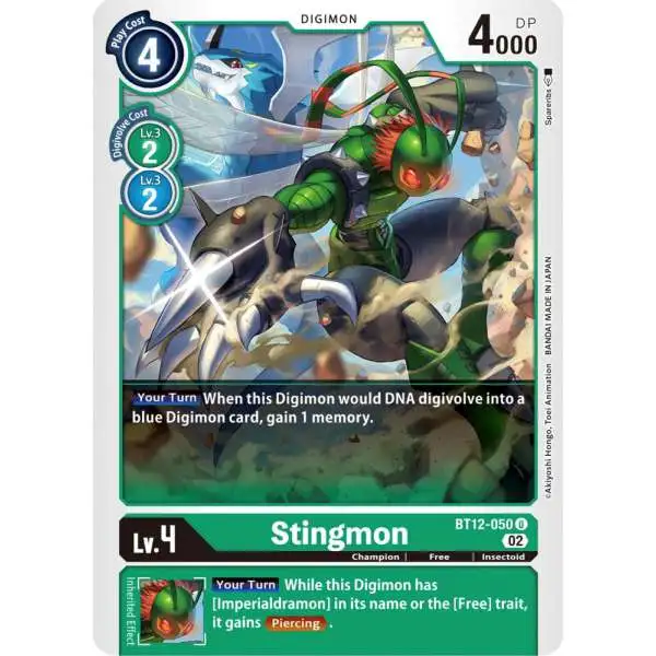 Digimon Trading Card Game Across Time Uncommon Stingmon BT12-050
