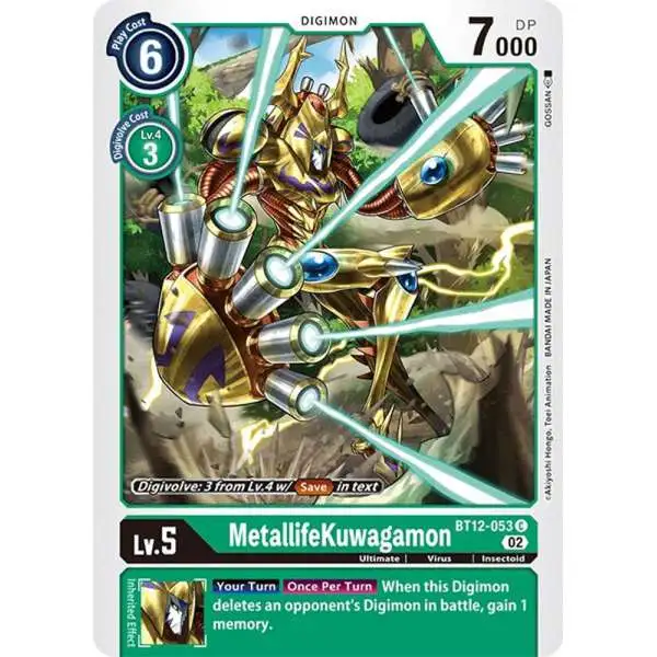 Digimon Trading Card Game Across Time Common MetallifeKuwagamon BT12-053