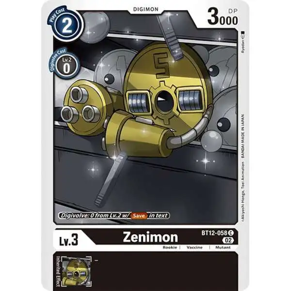 Digimon Trading Card Game Across Time Common Zenimon BT12-058
