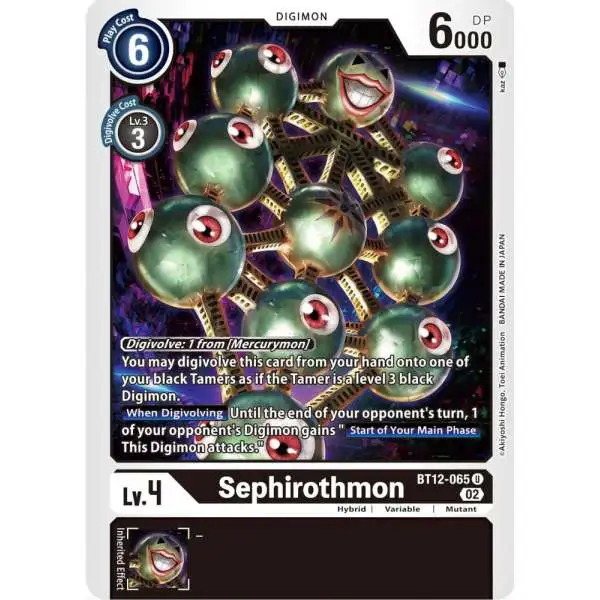 Digimon Trading Card Game Across Time Uncommon Sephirothmon BT12-065