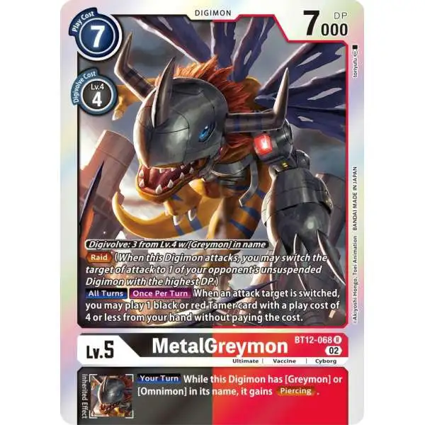 Digimon Trading Card Game Across Time Rare MetalGreymon BT12-068