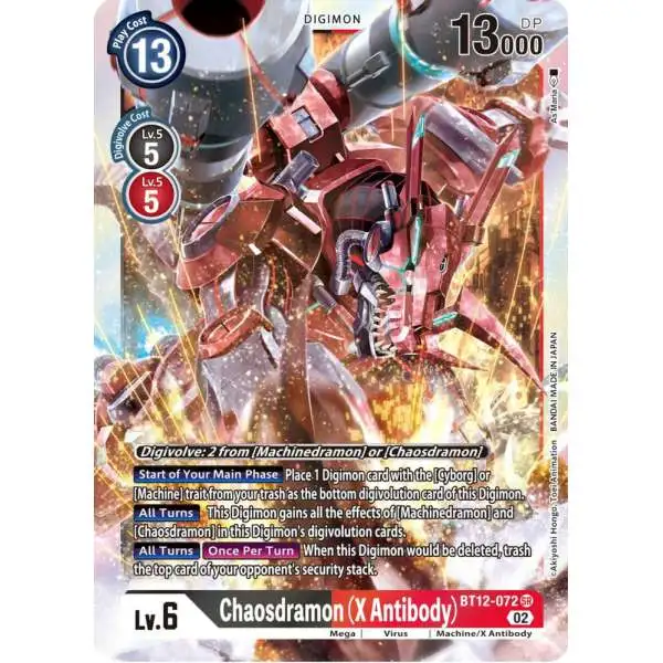 Digimon Trading Card Game Across Time Super Rare Chaosdramon (X Antibody) BT12-072
