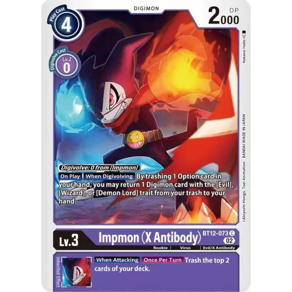 Digimon Trading Card Game Across Time Common Impmon (X Antibody) BT12-073