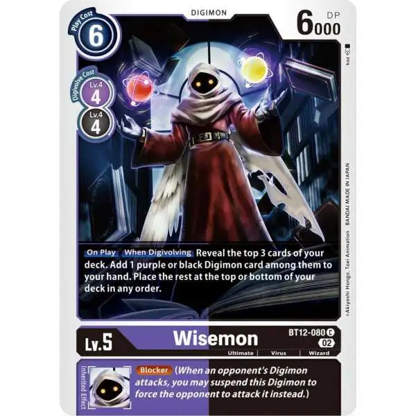 Digimon Trading Card Game Across Time Common Wisemon BT12-080