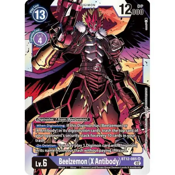 Digimon Trading Card Game Across Time Super Rare Beelzemon (X Antibody) BT12-085