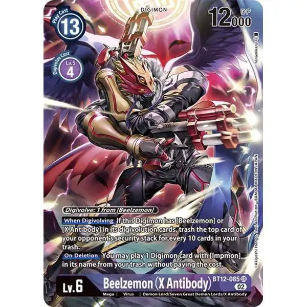 Digimon Trading Card Game Across Time Super Rare Beelzemon (X Antibody) BT12-085 [Alternate Art]