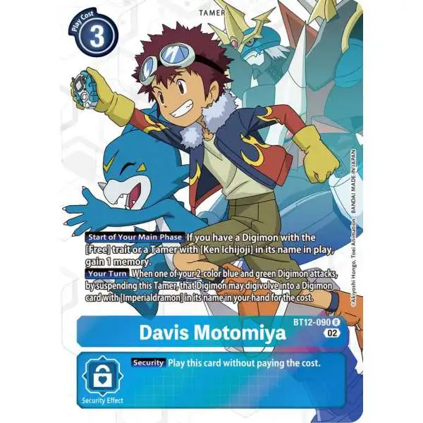 Digimon Trading Card Game Across Time Rare Davis Motomiya BT12-090 [Alternate Art]
