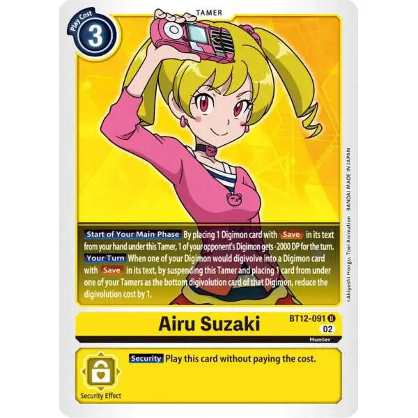 Digimon Trading Card Game Across Time Uncommon Airu Suzaki BT12-091