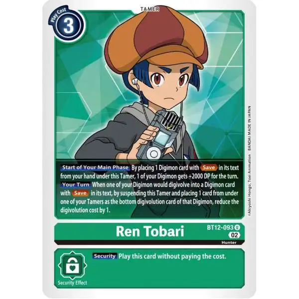 Digimon Trading Card Game Across Time Uncommon Ren Tobari BT12-093
