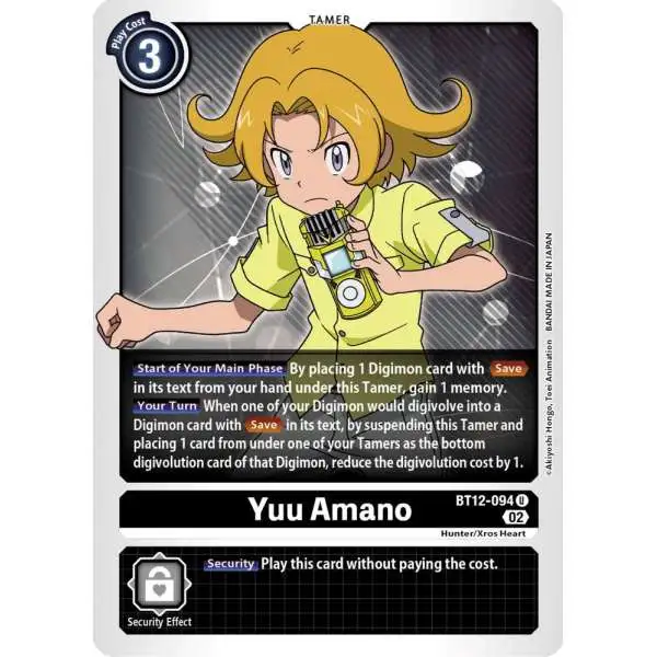Digimon Trading Card Game Across Time Uncommon Yuu Amano BT12-094
