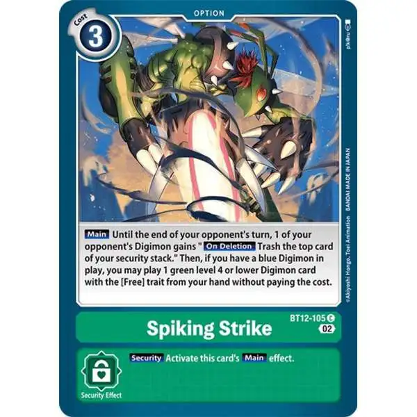 Digimon Trading Card Game Across Time Common Spiking Strike BT12-105