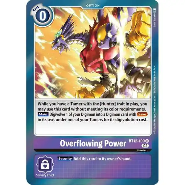 Digimon Trading Card Game Across Time Rare Overflowing Power BT12-109