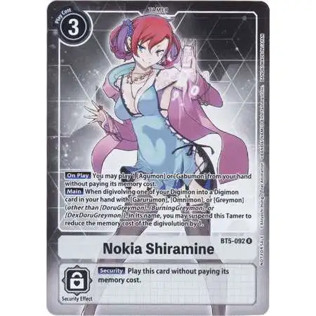 Digimon Trading Card Game Battle of Omni Rare Nokia Shiramine BT5-092 [Box Topper]
