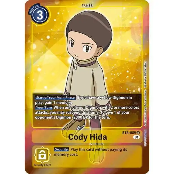 Digimon New Awakening Rare Cody Hida BT8-089 [Box Topper]
