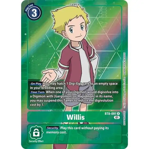 Digimon New Awakening Rare Willis BT8-091 [Box Topper]