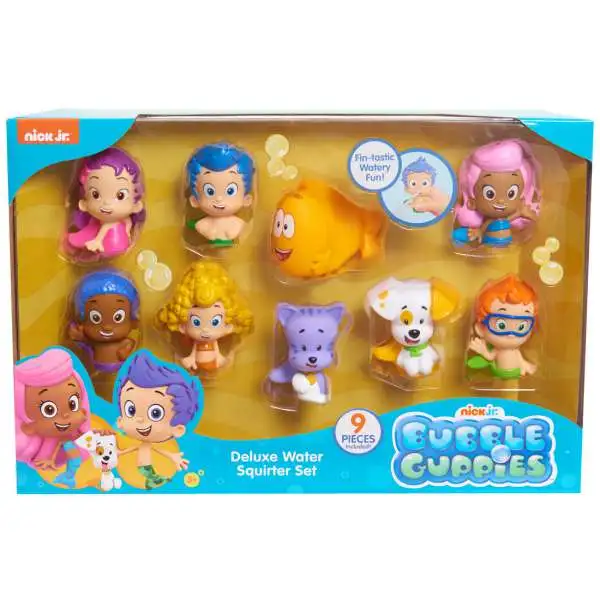 Bubble Guppies Gil, Gobby, Oona, Bubble Puppy, Deema, Molly, Nonny, Mr. Grouper & Bubble Kitty Deluxe Bath Water Squirter 9-Pack Set