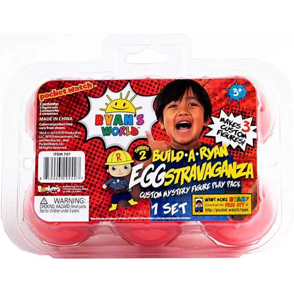 Ryan's World Series 2 Build a Ryan Eggstravaganza Custom Mystery Figure Play 6-Pack Set [Red Eggs]
