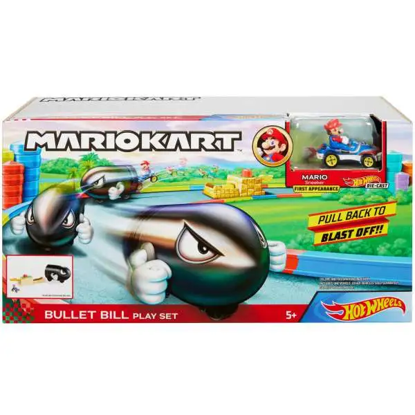 Hot Wheels Mario Kart Bullet Bill Play Set [Launcher with Mario Vehicle, Damaged Package]