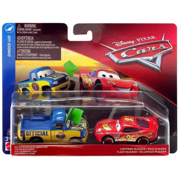Disney / Pixar Cars Cars 3 Dinoco 400 Dexter Hoover with Green Flag & Lightning McQueen Diecast 2-Pack [Version 1]