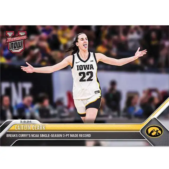 Topps Iowa Hawkeyes 2023-24 Bowman U NOW Basketball Caitlin Clark #63 [Breaks Curry's NCAA Single Season 3-Pt Made Record]