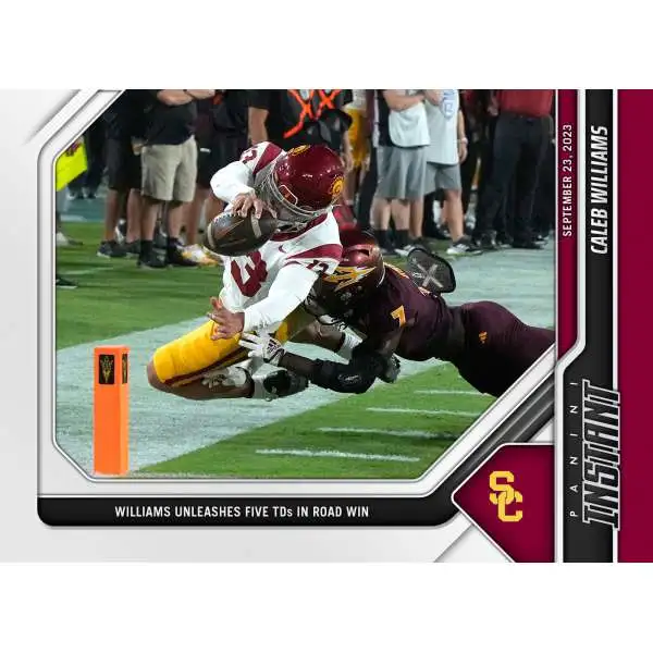 NCAA USC Trojans 2023 Instant College Football /177 Caleb Williams #32 [Prospect Card, Unleashes Five TDs in Road Win]